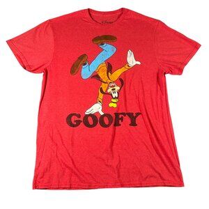 Disney Goofy Unisex L Red Short Sleeve Cotton Blend Graphic Tee Shirt T-shirt